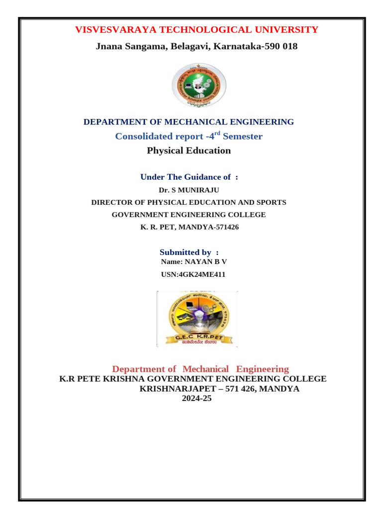 4th Semester Physical Education Report | PDF