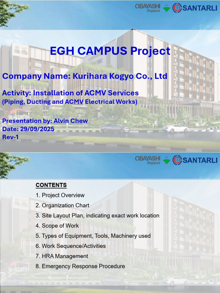 EGH Campus ACMV Installation Overview | PDF | Duct (Flow) | Crane (Machine)