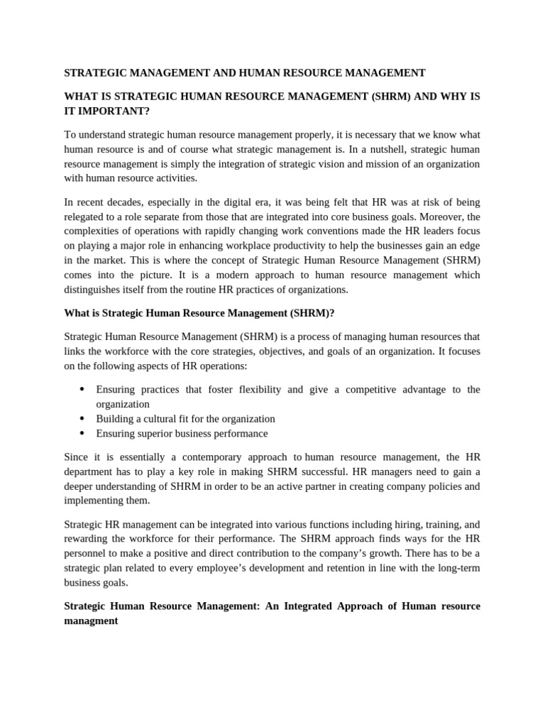 Understanding Strategic HR Management | PDF | Human Resource Management ...