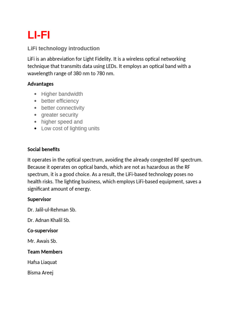 Introduction to LiFi Technology | PDF