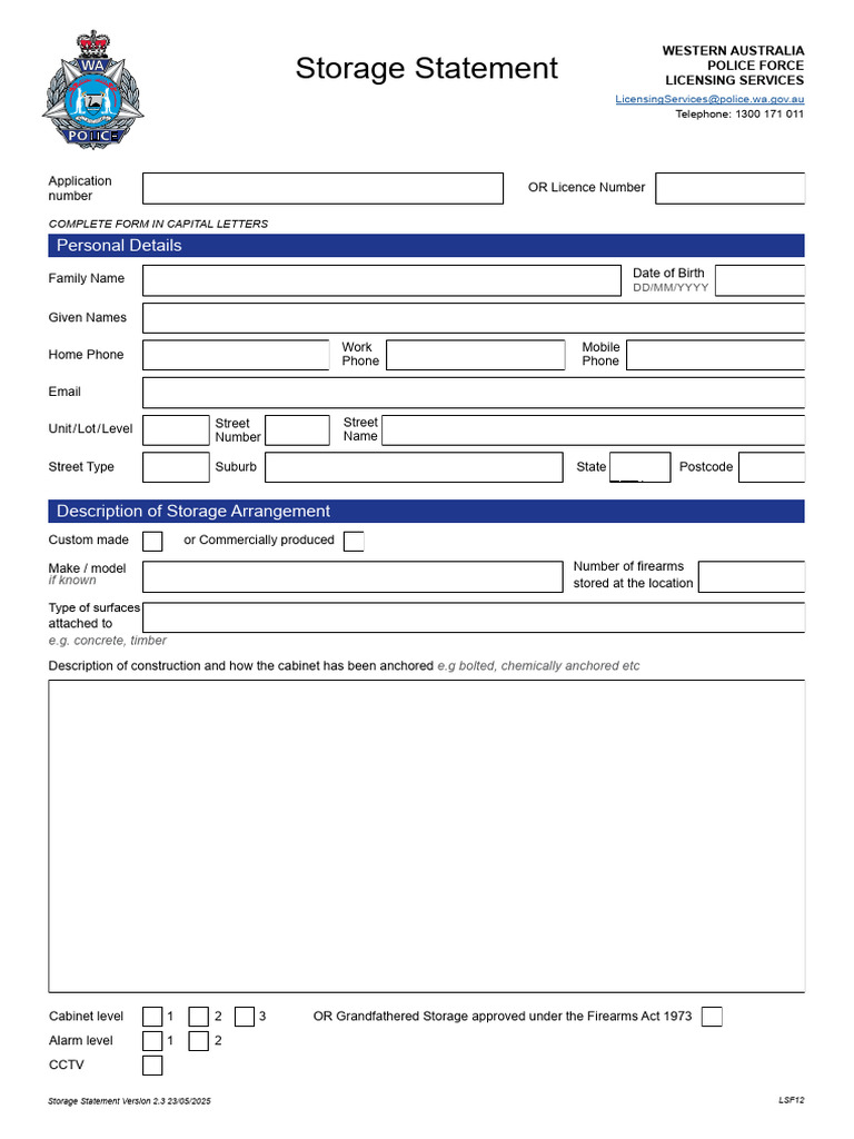 WA Firearms Storage Statement Guide | PDF | Ballistics | Projectile Weapons