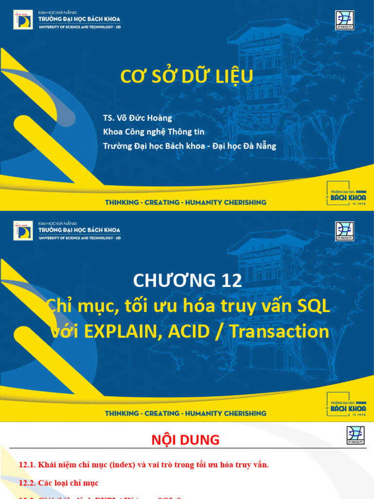 Slide - Ch12 - Chi Muc, Toi Uu Hoa Truy Van SQL Voi EXPLAIN | PDF