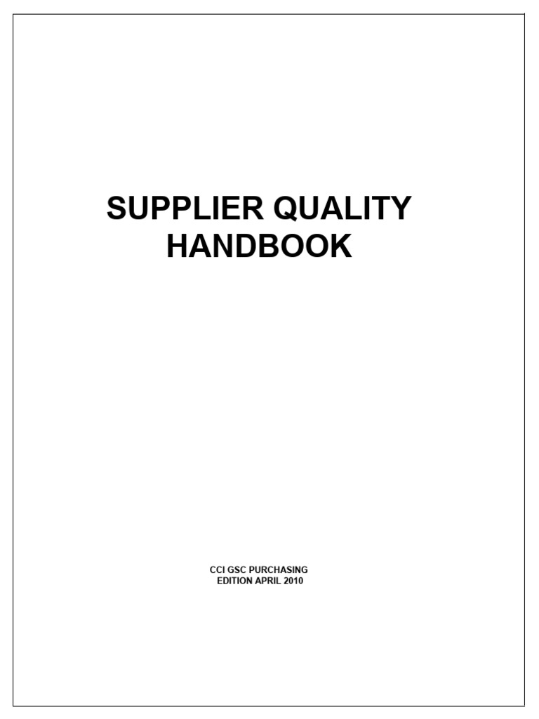 Supplier Quality Handbook Overview | PDF | Supply Chain | Audit
