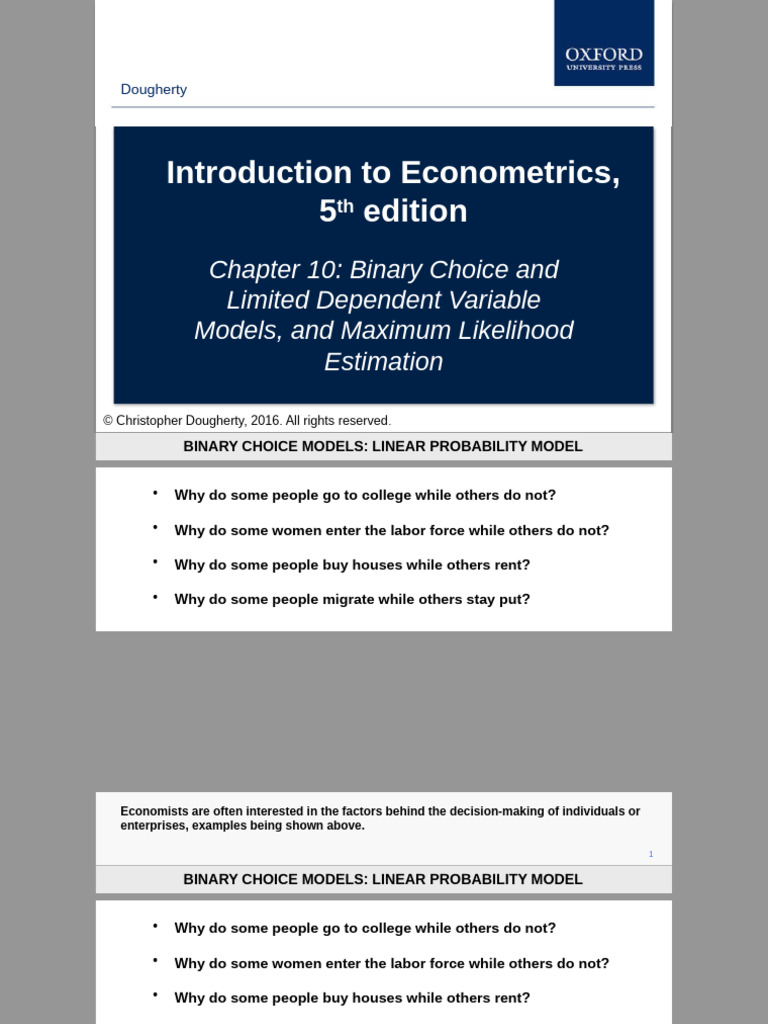 Binary Choice Models - Lindear Probability Model | PDF | Linear ...