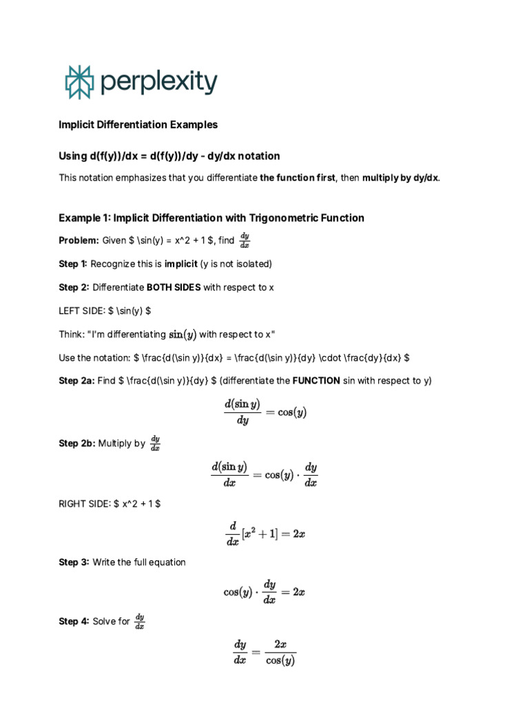Implicit Differentiation Techniques Explained | PDF | Function ...
