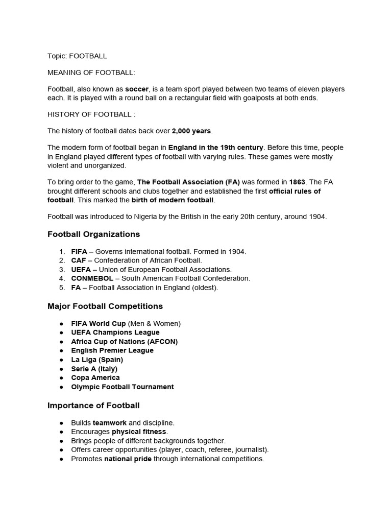 Note on Football(year 7) | PDF | Association Football | Football Codes