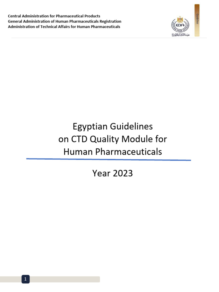 Egyptian CTD Quality Guidelines 2023 | PDF | Pharmaceutical Formulation ...
