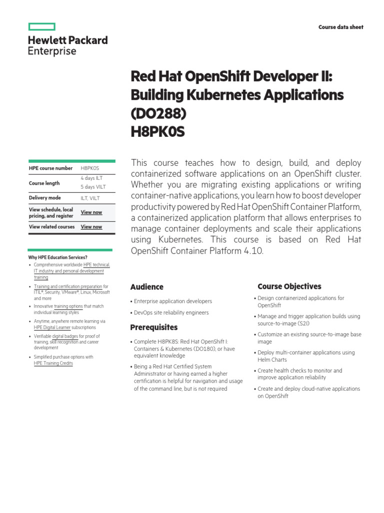 Red Hat OpenShift Developer II Course | PDF | Red Hat | Computing