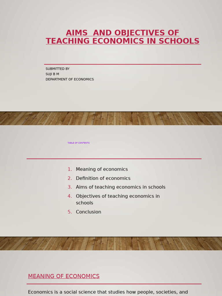 Aims of Teaching Economics in Schools | PDF | Economics | Learning
