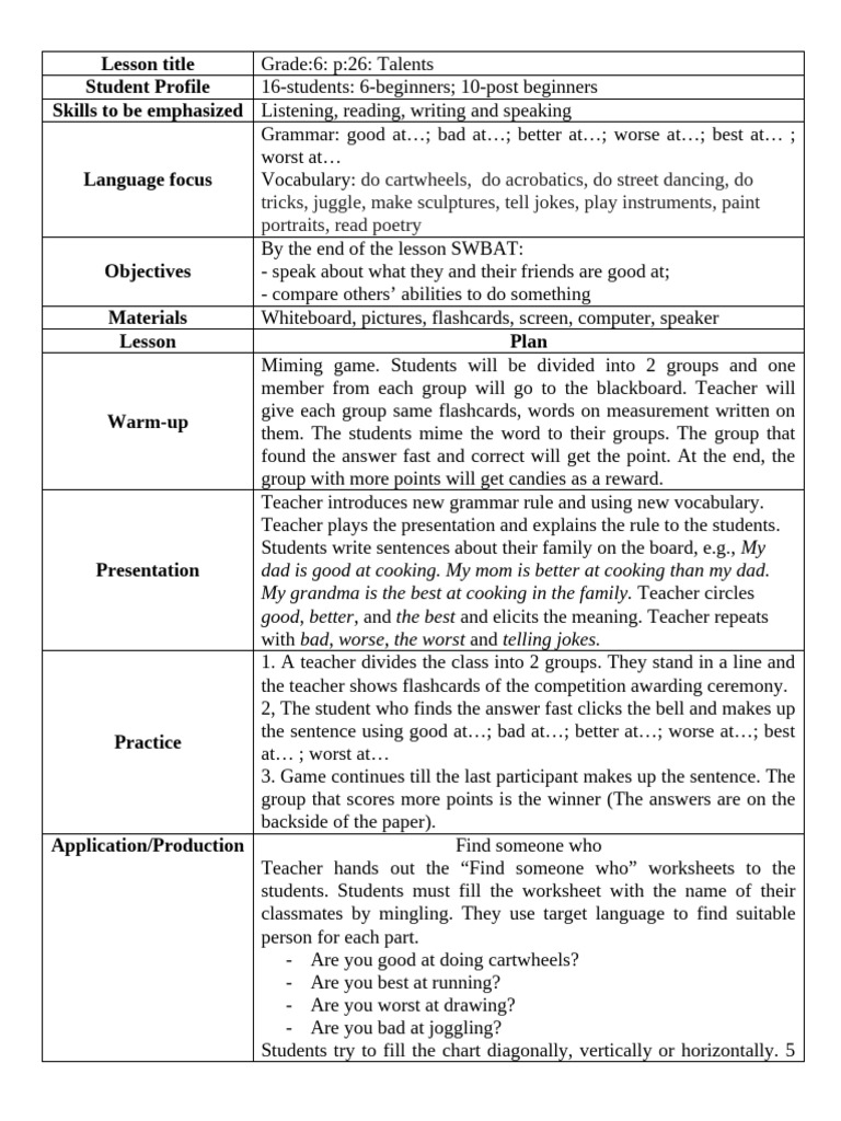 Lesson Plan of Kodirova | PDF | Cognition | Applied Linguistics