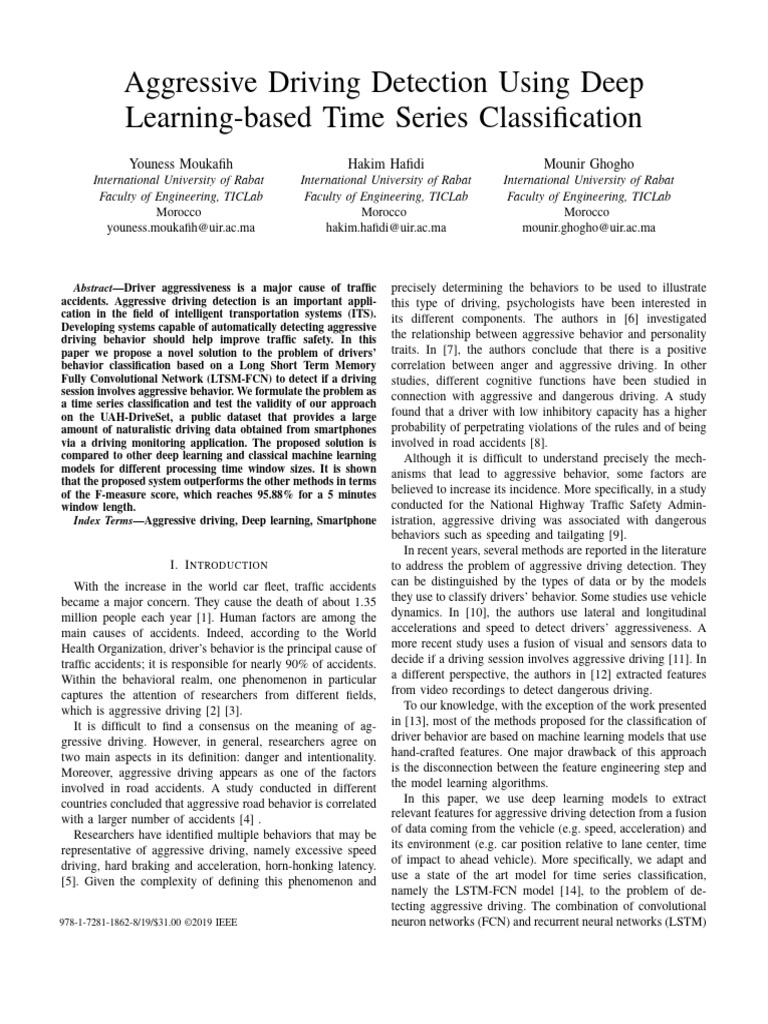 Deep Learning for Aggressive Driving Detection | PDF | Machine Learning ...