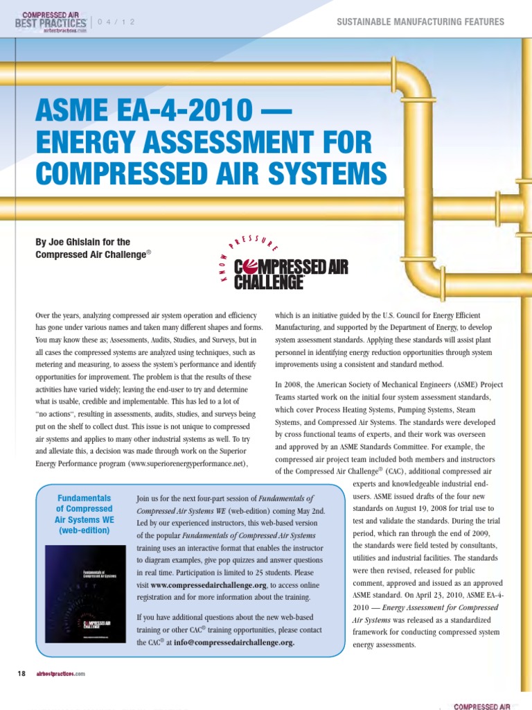 Energy Assesment For Compressed Air System | PDF | Educational ...