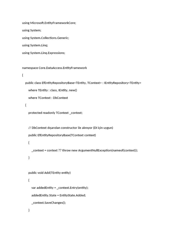 EfEntityRepositoryBase Dosyası | PDF