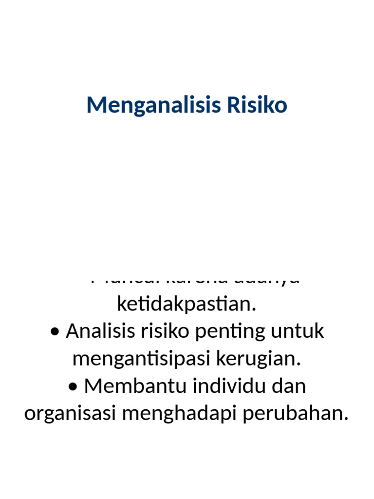 Strategi Analisis dan Pengelolaan Risiko | PDF