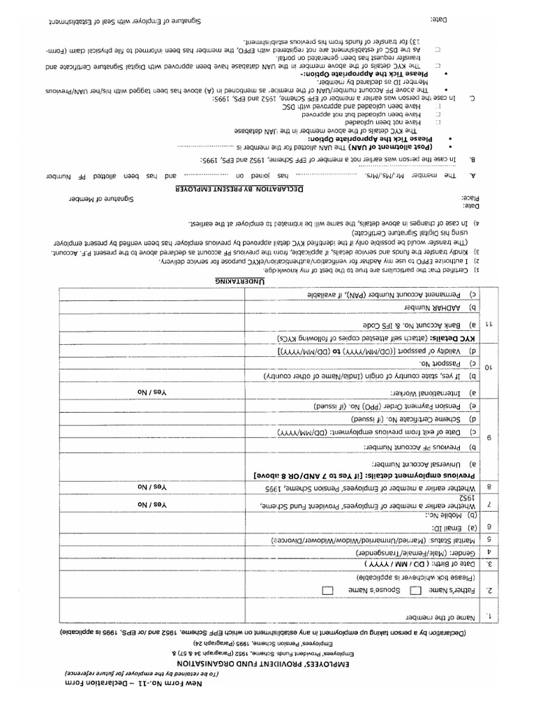 Declaration Form-11 (New) | PDF