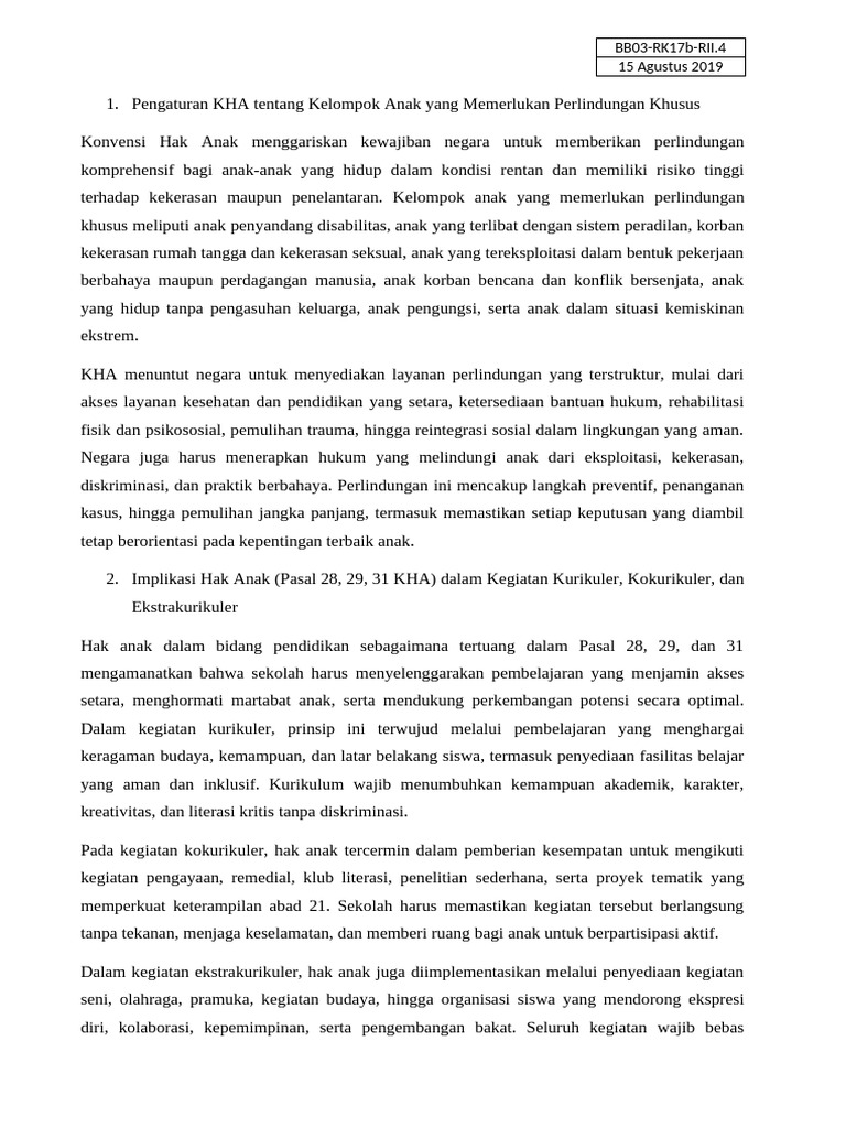 Kebutuhan dan Hak Anak di SD | PDF