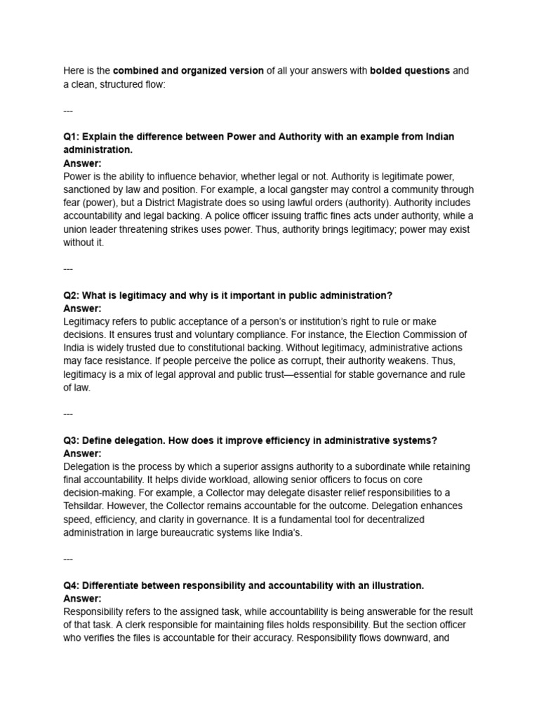 Key Concepts in Public Administration | PDF | Governance | Accountability