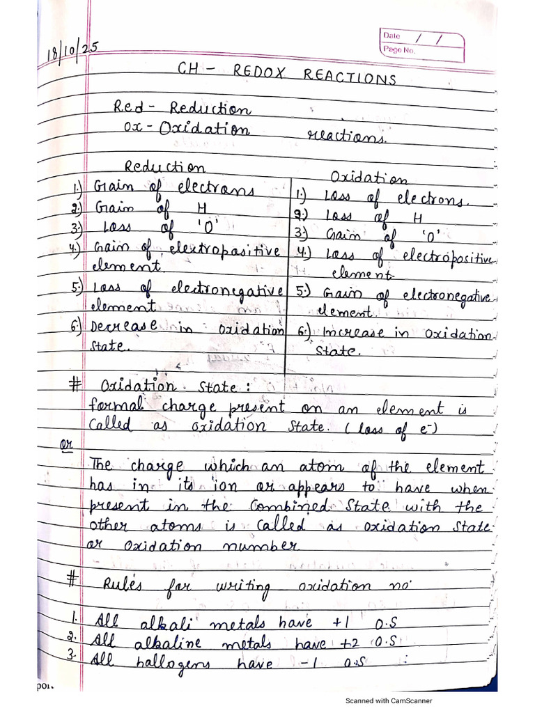 Chemistry Lecture Redox Reactions | PDF