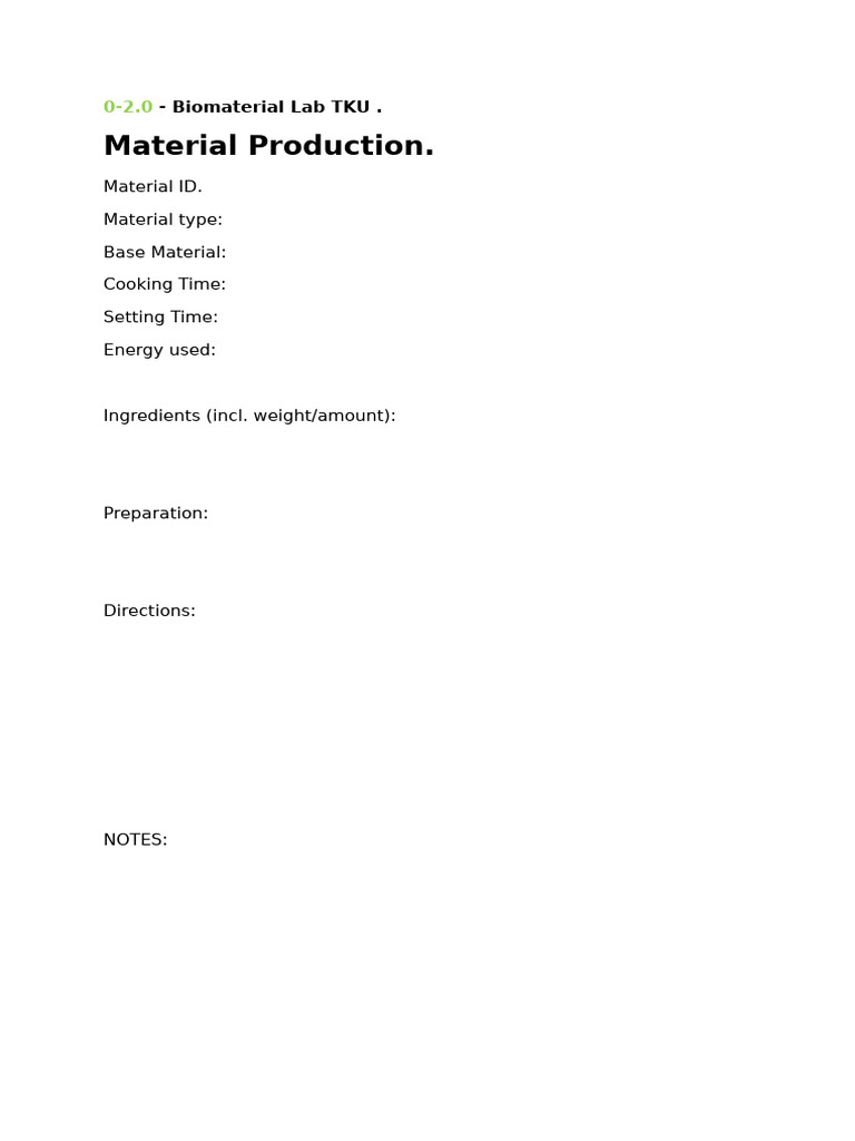 Biomaterial Lab TKU: Production Guide | PDF