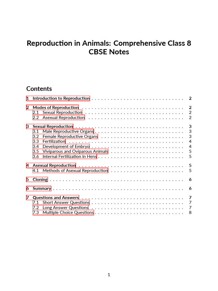 Animal Reproduction: Class 8 CBSE Notes | PDF | Reproduction ...