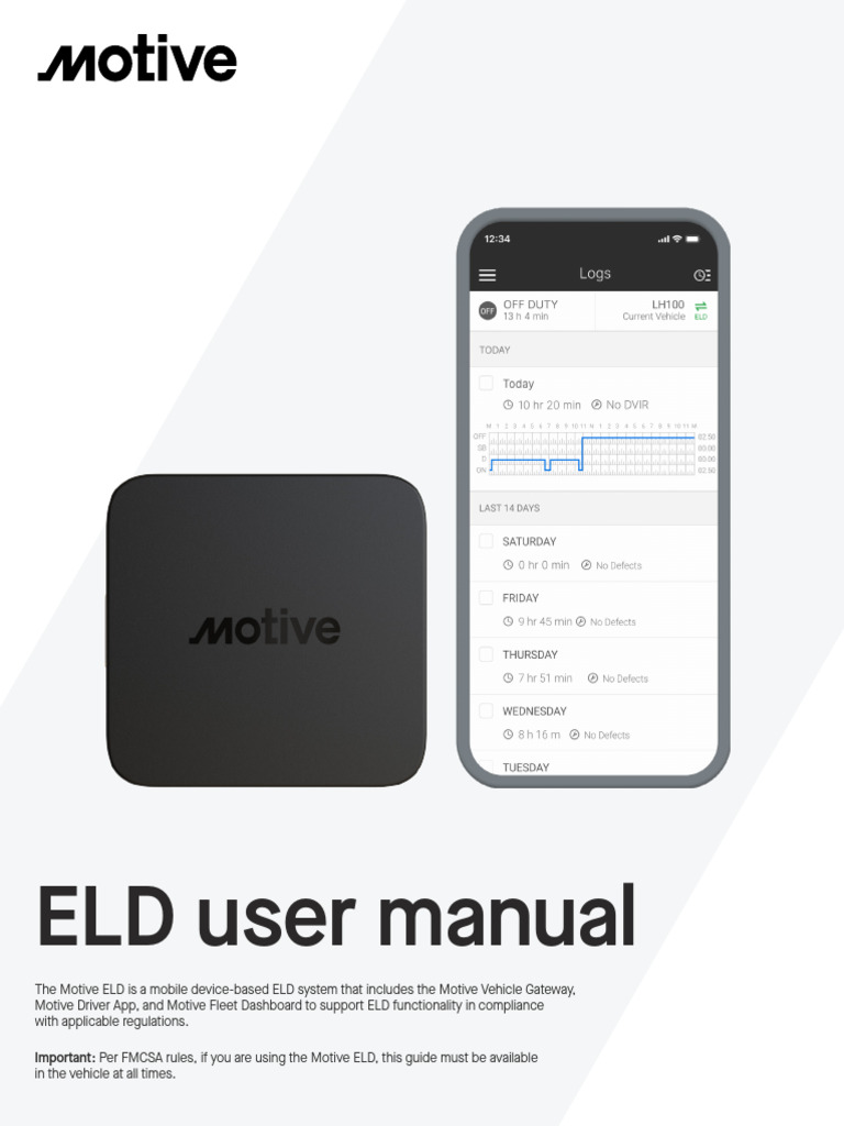 Motive ELD User Manual Guide | PDF | Mobile App | Global Positioning System