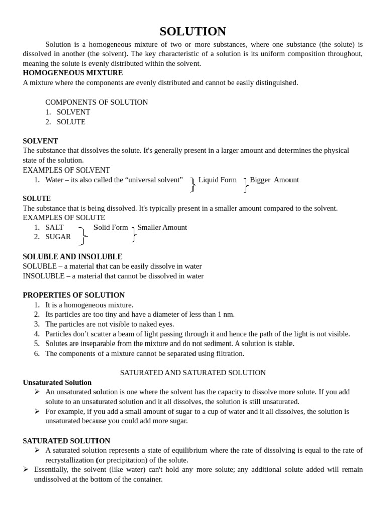 Understanding Solutions: Components & Properties | PDF | Solubility ...
