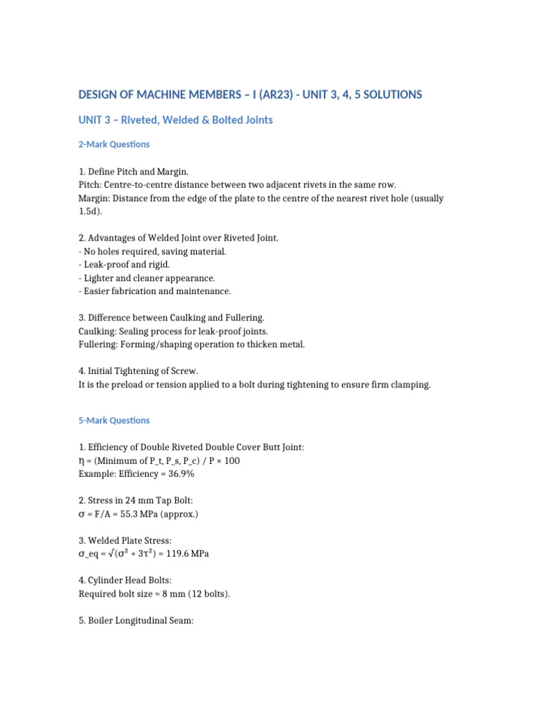 DMM-I Unit 3 4 5 Solutions | PDF | Screw | Rivet