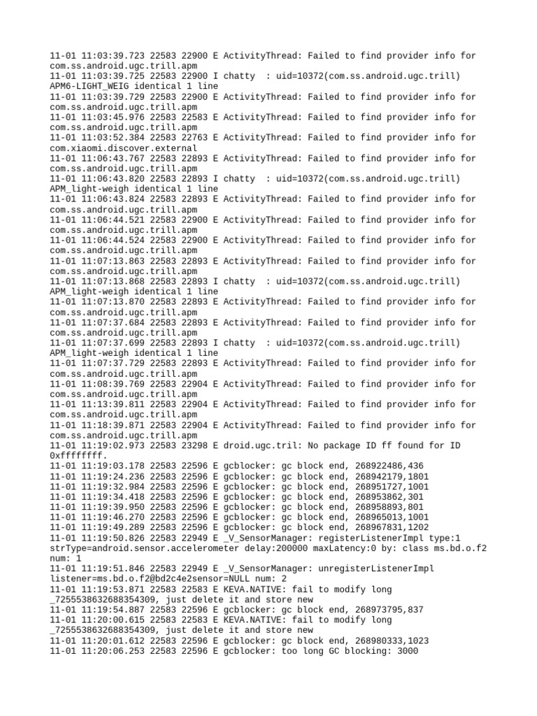 Android Provider Info Errors Log | PDF | Computer Programming ...