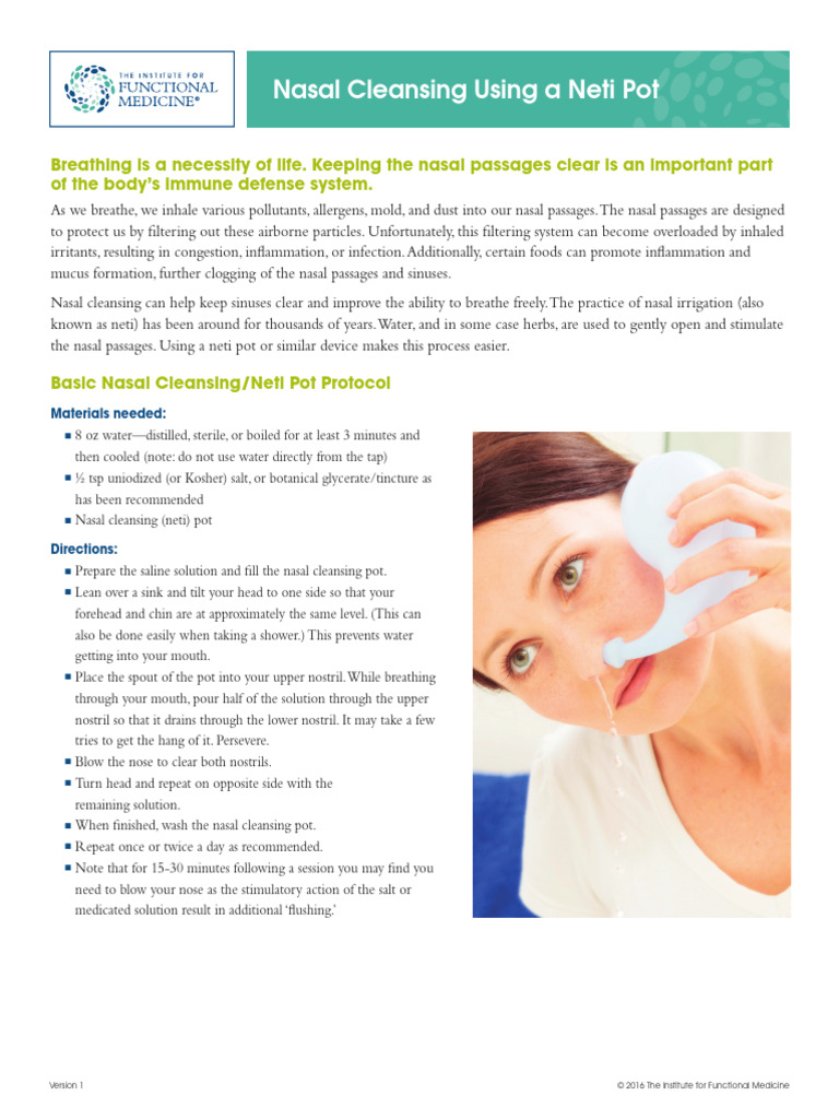 GH09 Nasal Cleansing Using A Neti Pot | PDF