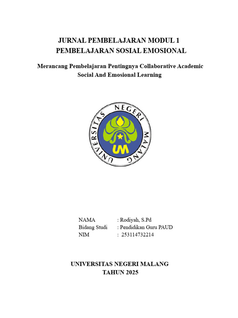 JURNAL PEMBELAJARAN MODUL 1 PEMBELAJARAN SOSIAL EMOSIONAL | PDF