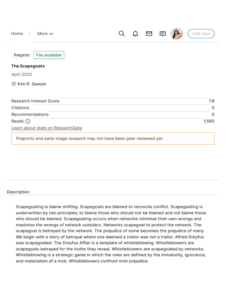 The Dynamics of Scapegoating and Whistleblowing | PDF | Dreyfus Affair ...