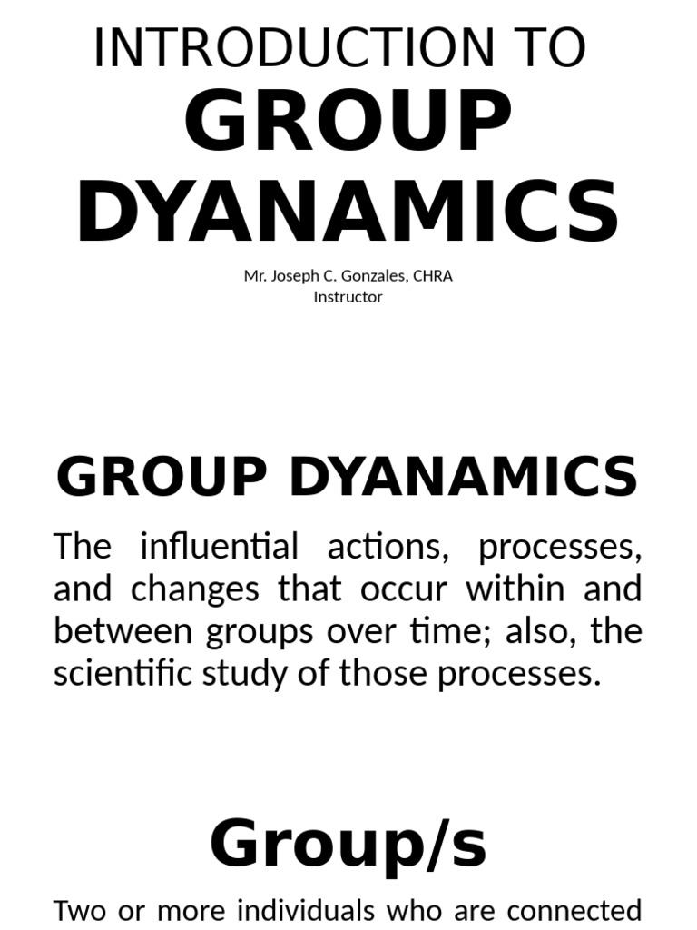 Week 1 Introduction/Characteristics To Group Dyamics - Cha | PDF ...