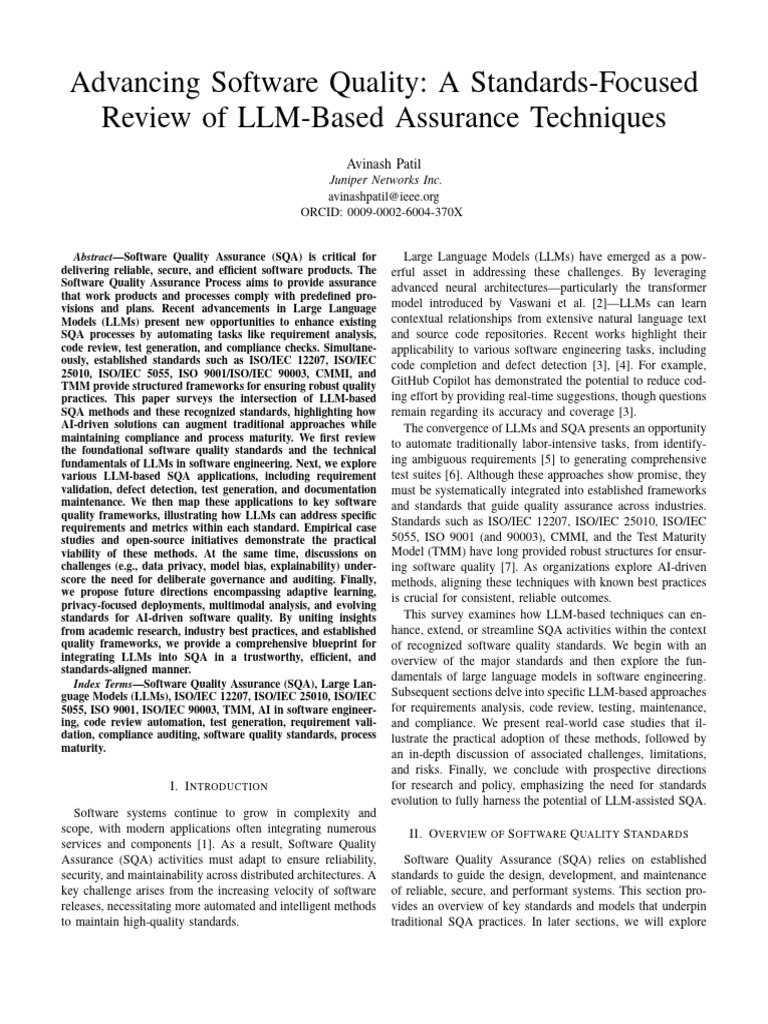 LLMs in Software Quality Assurance Standards | PDF | Software Quality ...