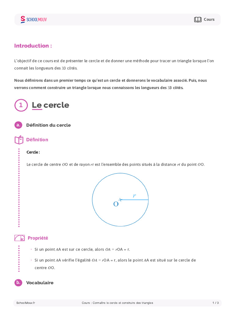 Comprendre le cercle et tracer des triangles | PDF | Cercle | Triangle