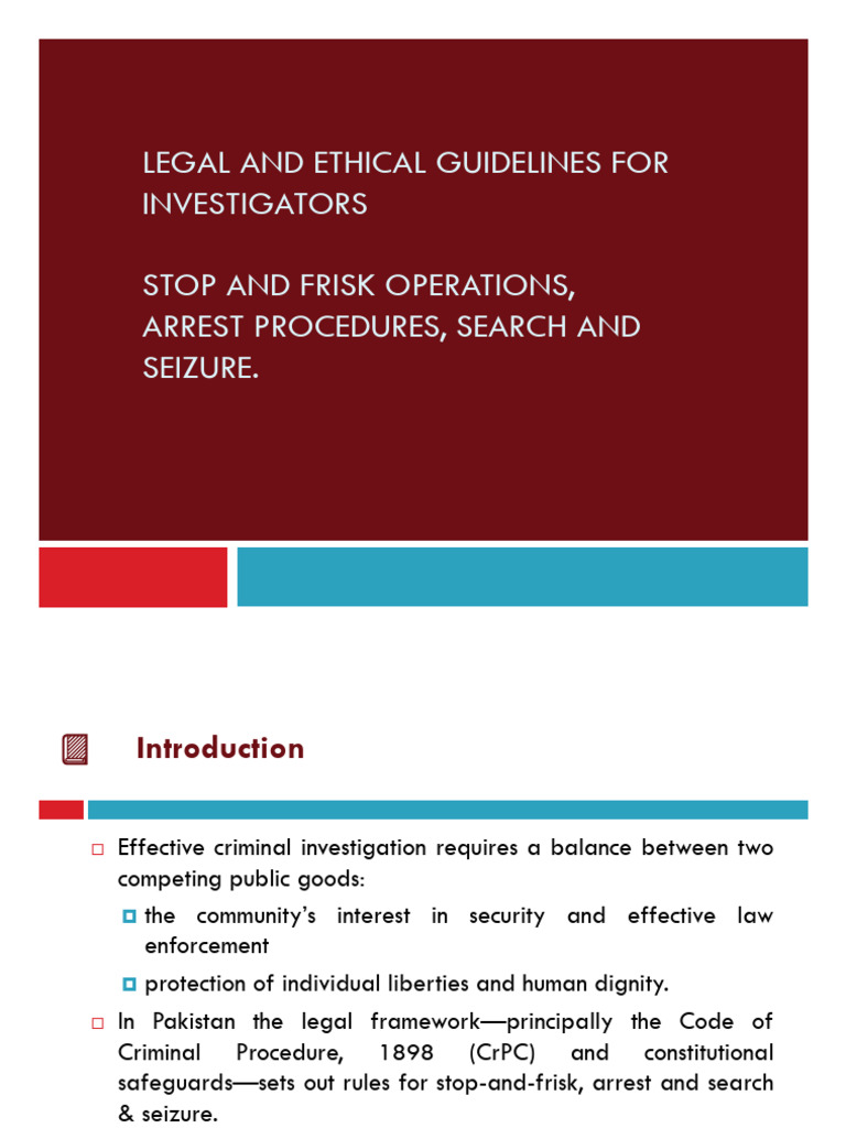Legal Guidelines for Stop and Frisk Operations | PDF | Reasonable ...