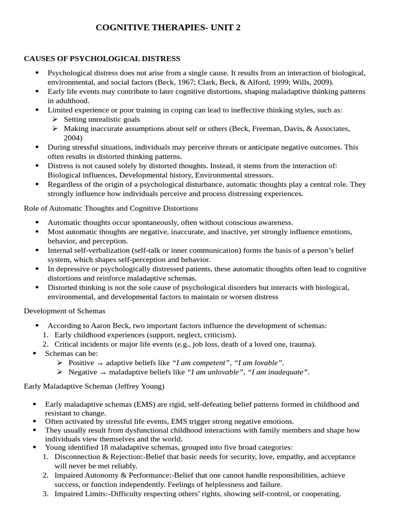 Cognitive Therapies - Unit 3 | PDF | Cognitive Therapy | Schema ...