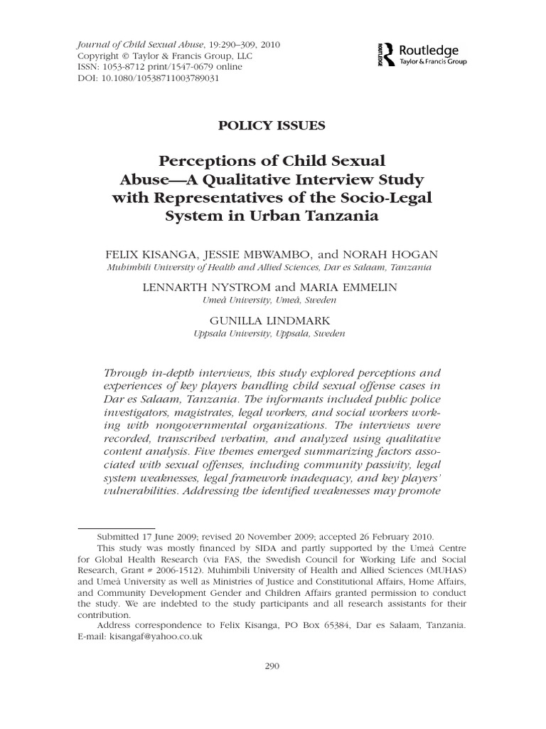 Child Sexual Abuse Perceptions in Tanzania | PDF | Rape | Crimes