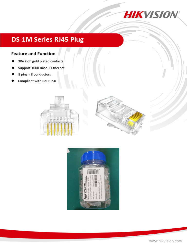DS-1M Series RJ45 Plug Specifications | PDF