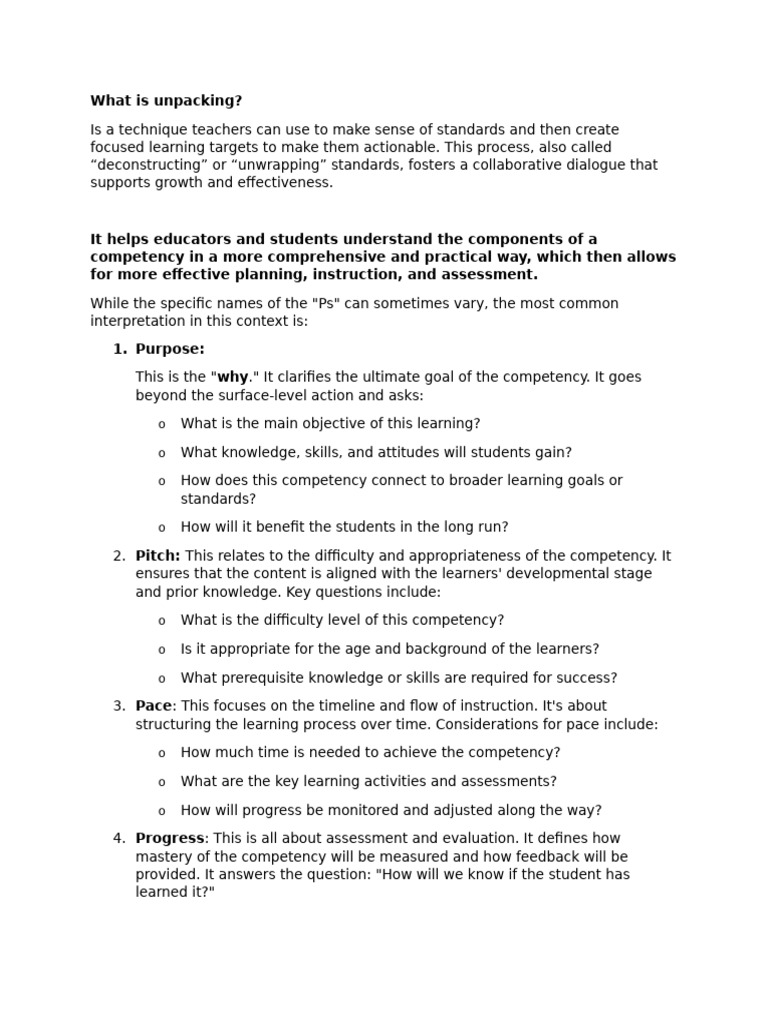 Unpacking Learning Competencies Explained | PDF | Learning ...