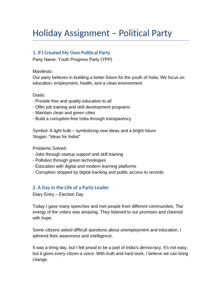 Youth Progress Party: Vision & Impact | PDF | Elections