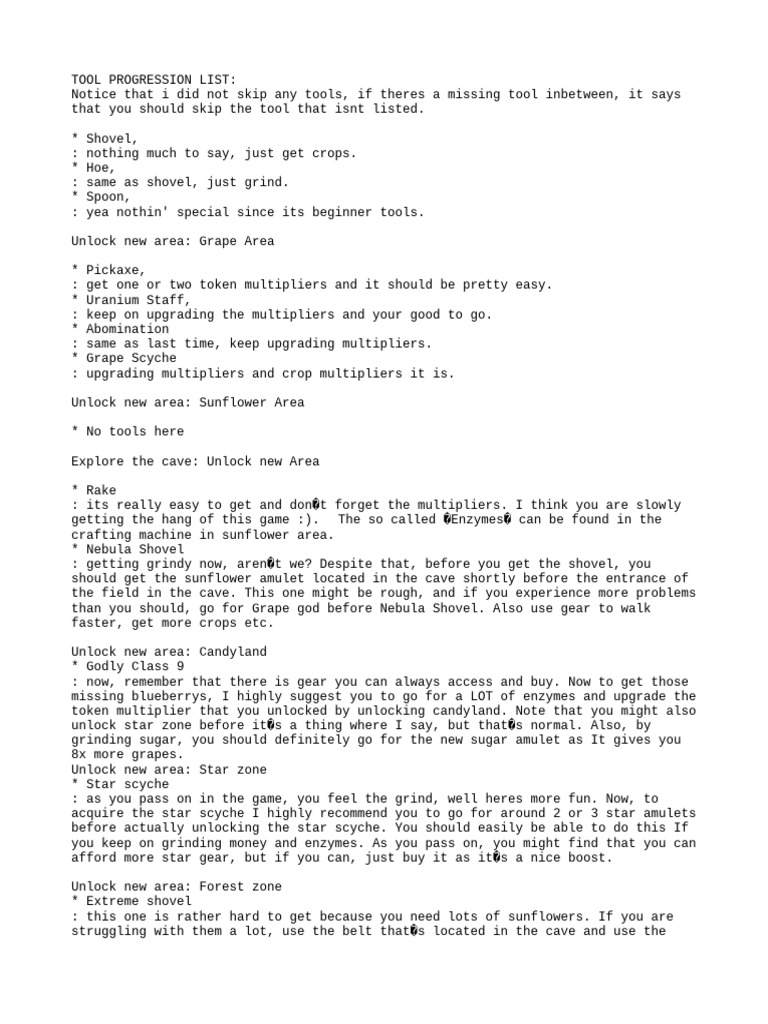 Tool Progression List!! | PDF