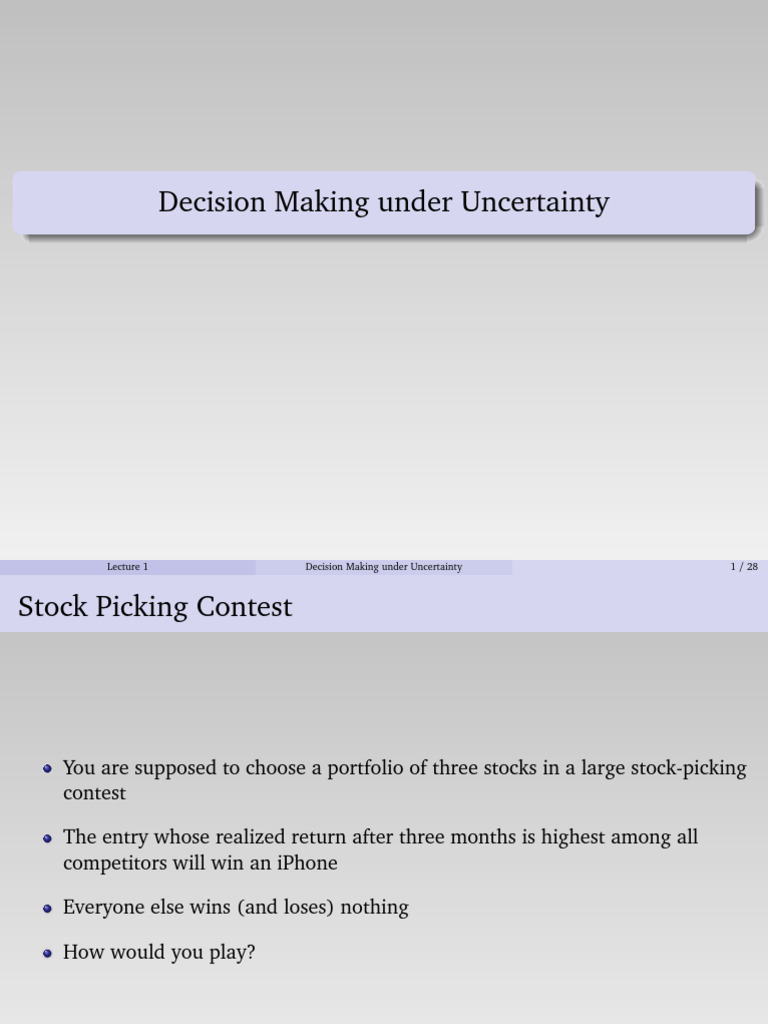 Decision Making Under Uncertainty 101 | PDF | Utility | Decision Theory