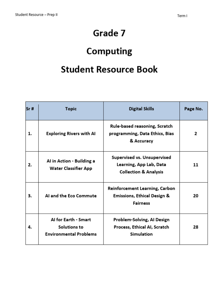 AI and Rivers: Grade 7 Computing Guide | PDF | Artificial Intelligence ...