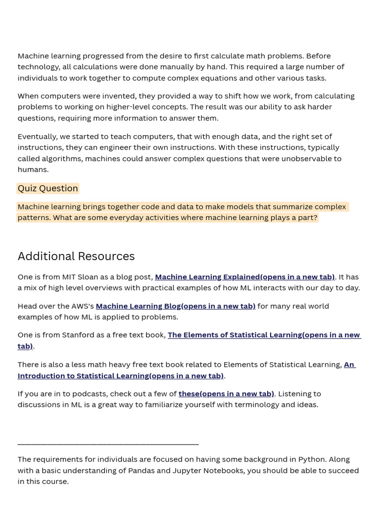 Additional Resources: Quiz Question | PDF | Machine Learning | Computing