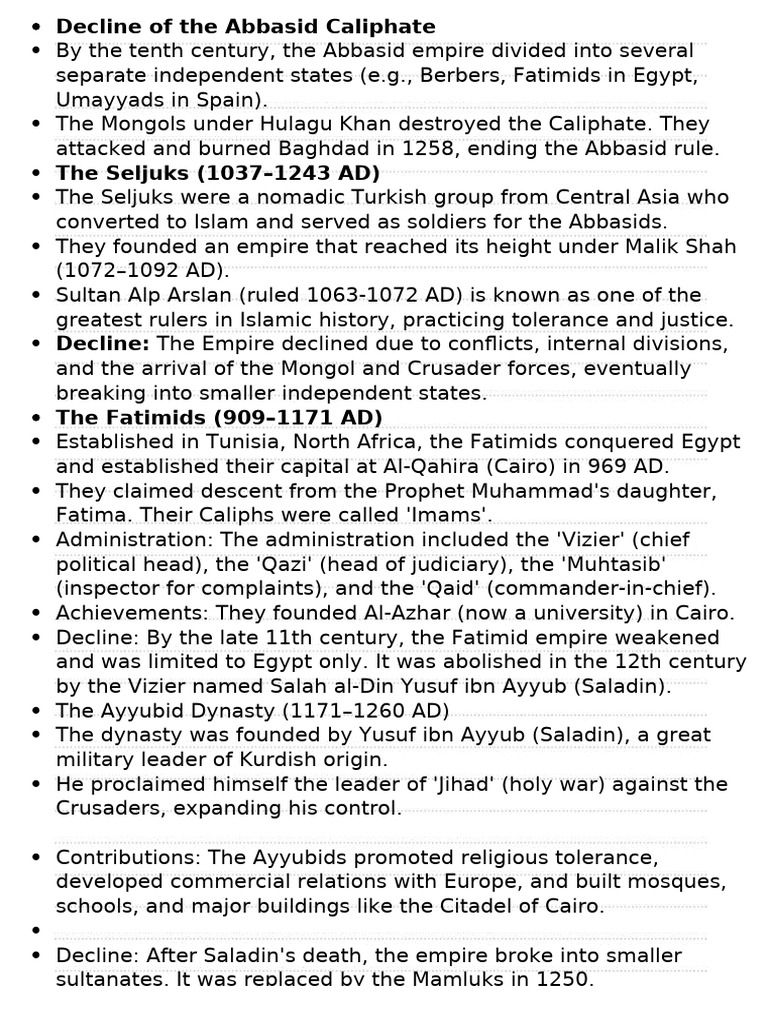 Decline of the Abbasid Caliphate Explained | PDF | Saladin | Caliphate
