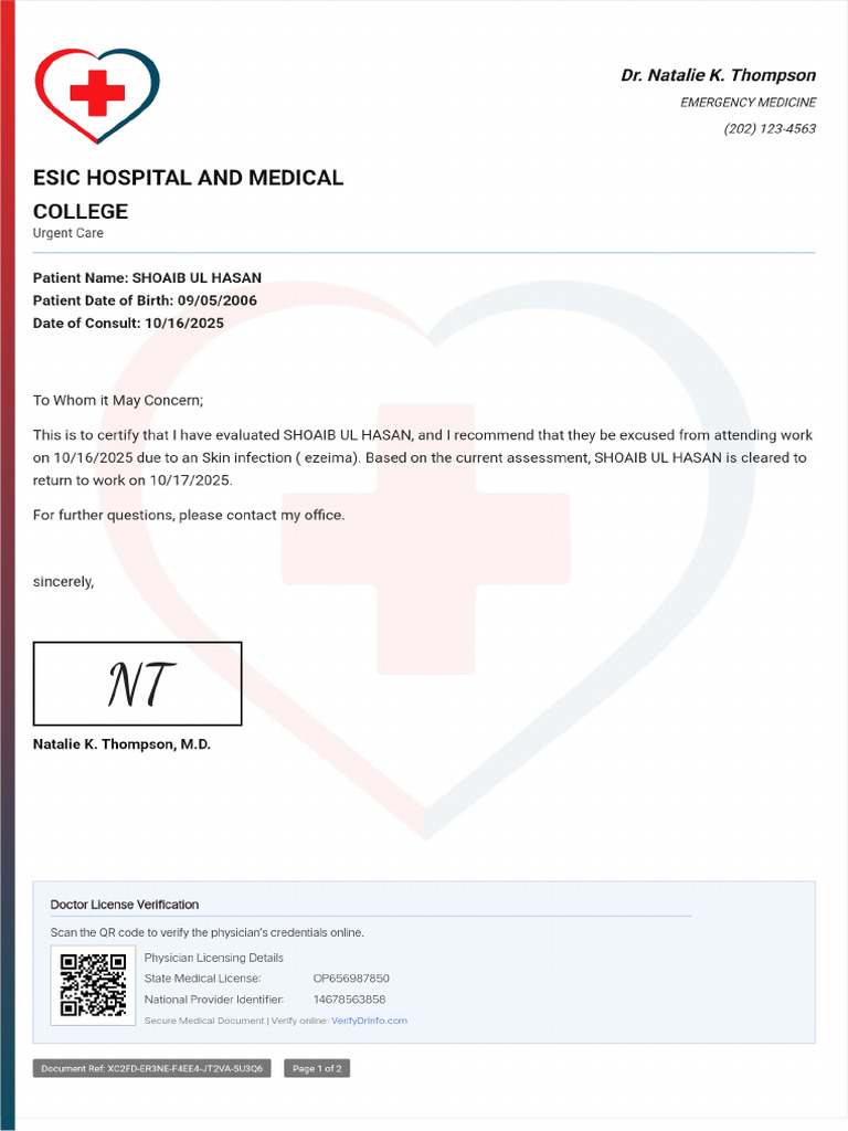 Doctor Note With Signature | PDF
