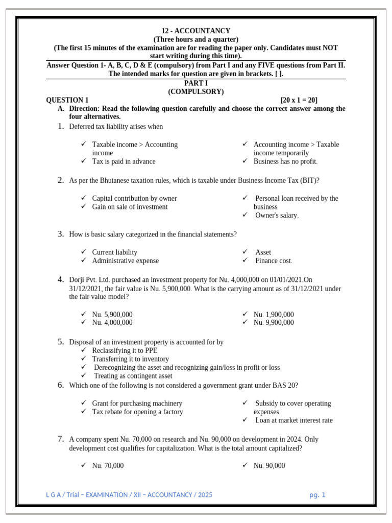 Accountancy Exam Questions and Answers | PDF | Debits And Credits | Expense