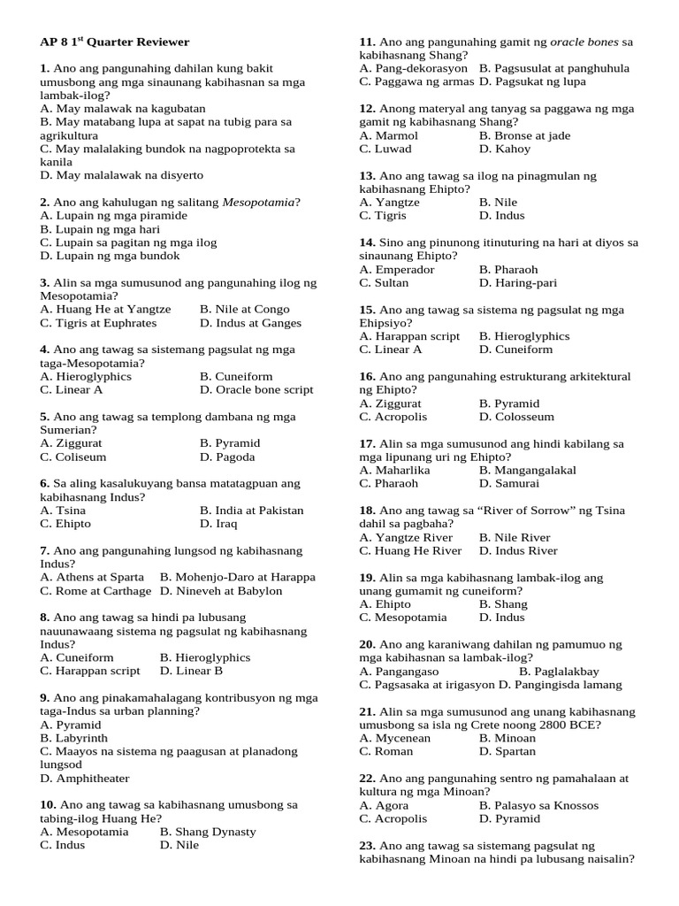 AP 8 1st Quarter Reviewer | PDF