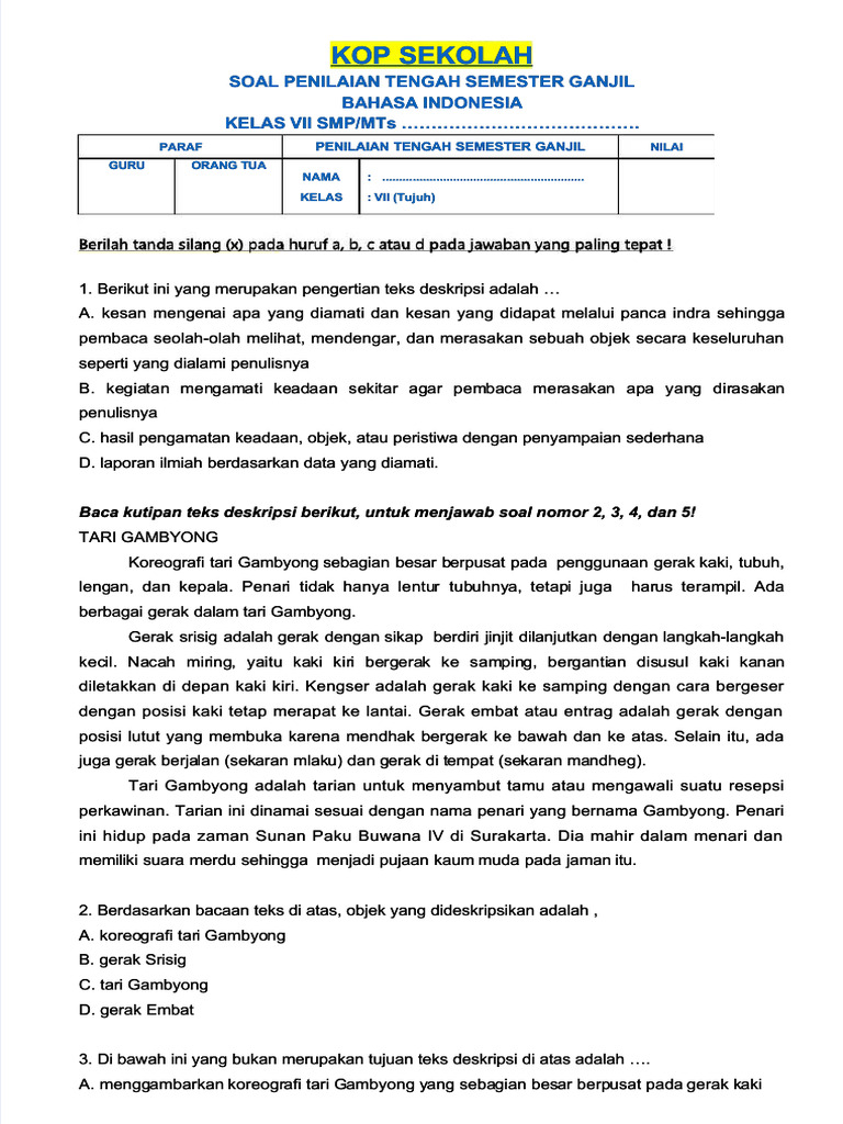 PDF Post Test Mid Semster 1 | PDF