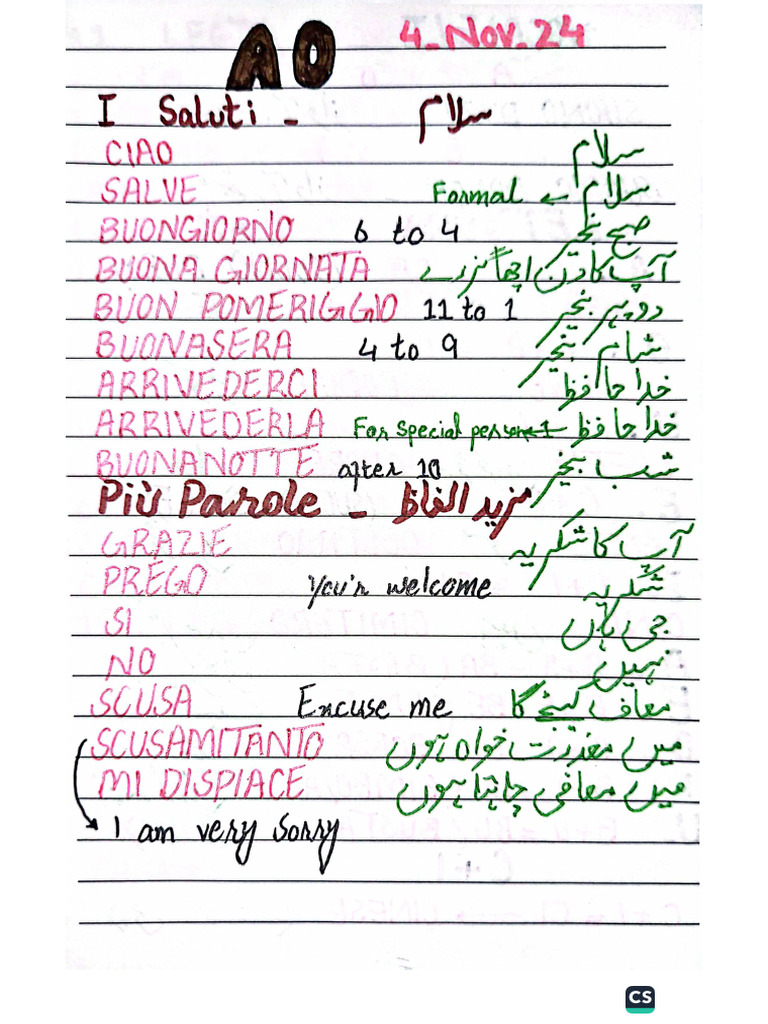 Italiano Notes | PDF